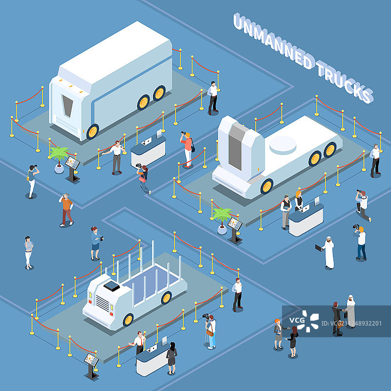 自动驾驶卡车展览组合图片素材