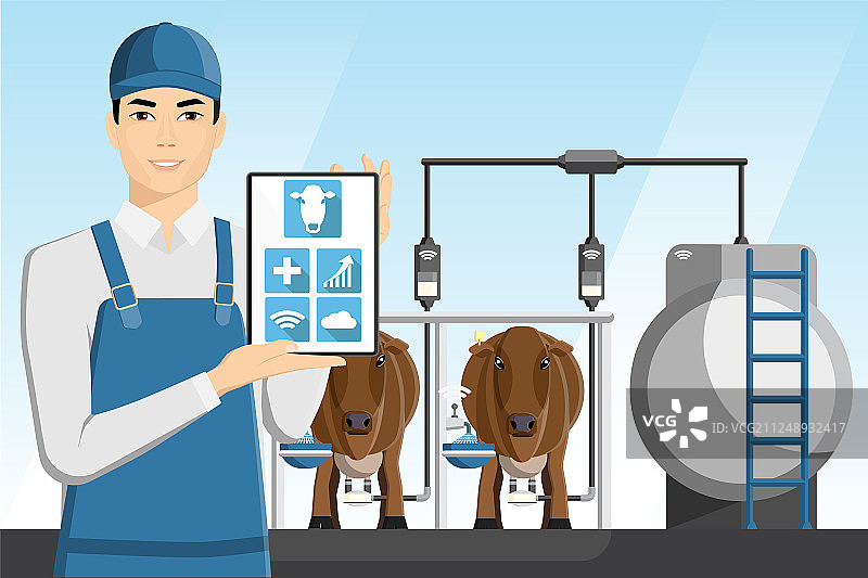 使用平板电脑的现代亚洲农民图片素材