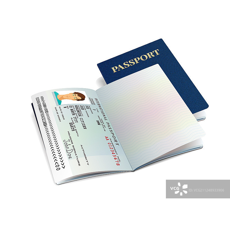 带样本的国际护照模板图片素材