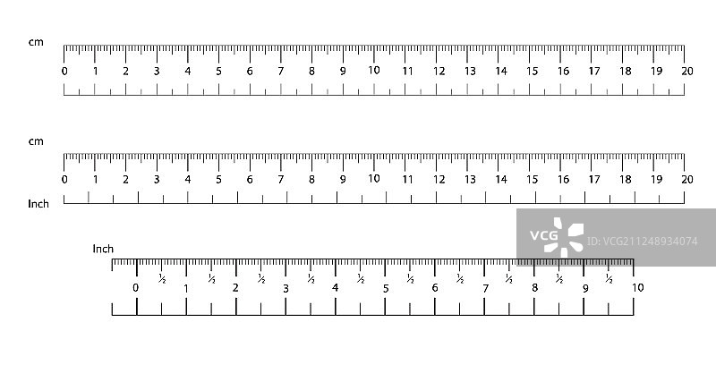 英寸和公制尺测量工具图片素材