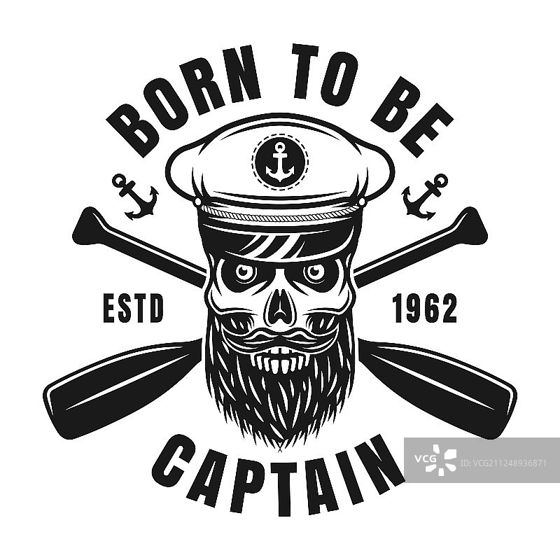 骷髅船长航海黑色复古徽章图片素材