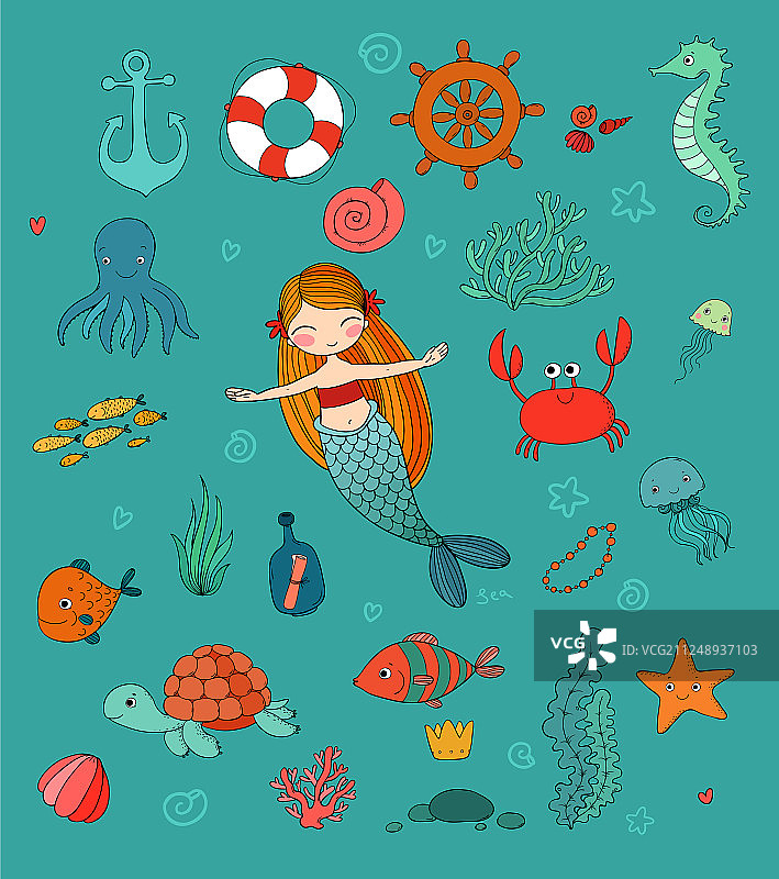可爱的海洋卡通小图案图片素材