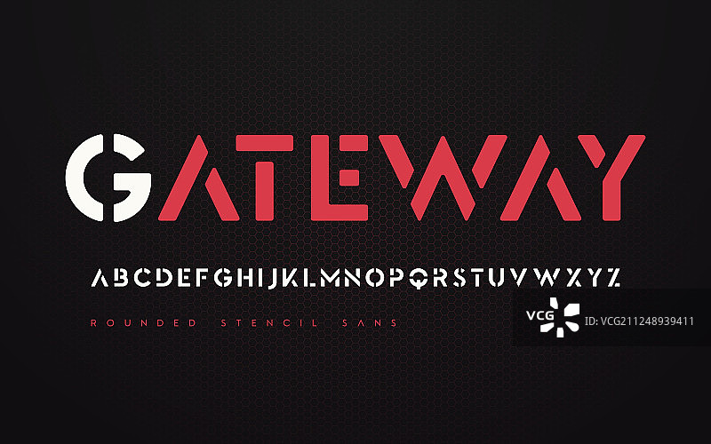 未来主义圆角镂空无衬线字母表图片素材