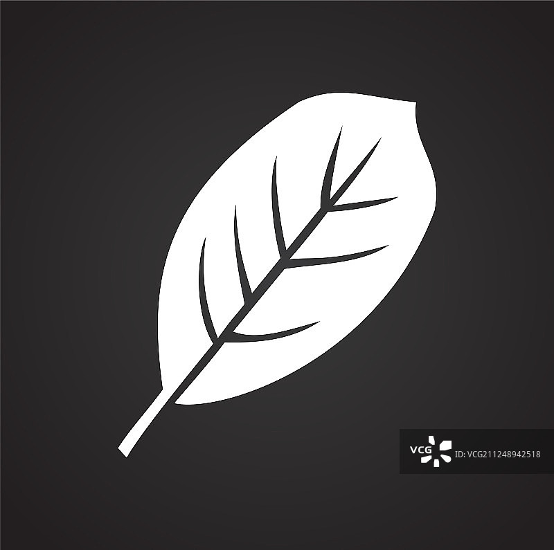 黑色背景上的树叶图标，用于图形和网页设计图片素材