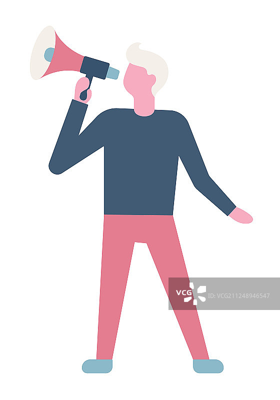 拿着扩音器的商人或职员插画图片素材