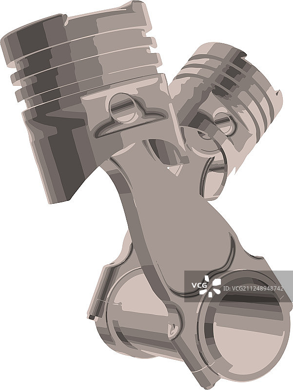 白色背景上的两个灰色活塞图片素材