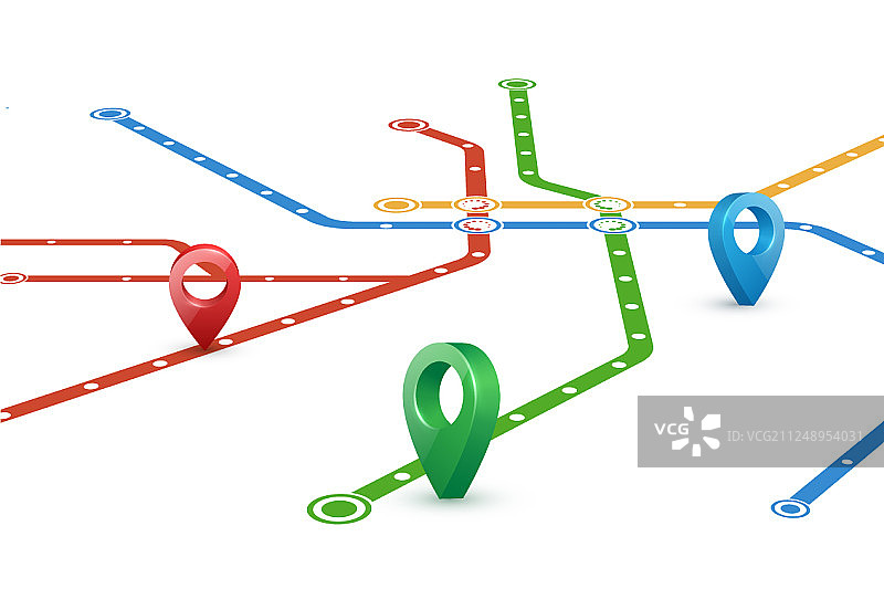 地铁线路抽象地图透视图图片素材