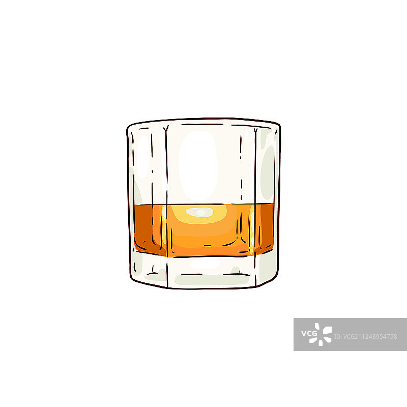 威士忌或朗姆酒杯草图图标图片素材