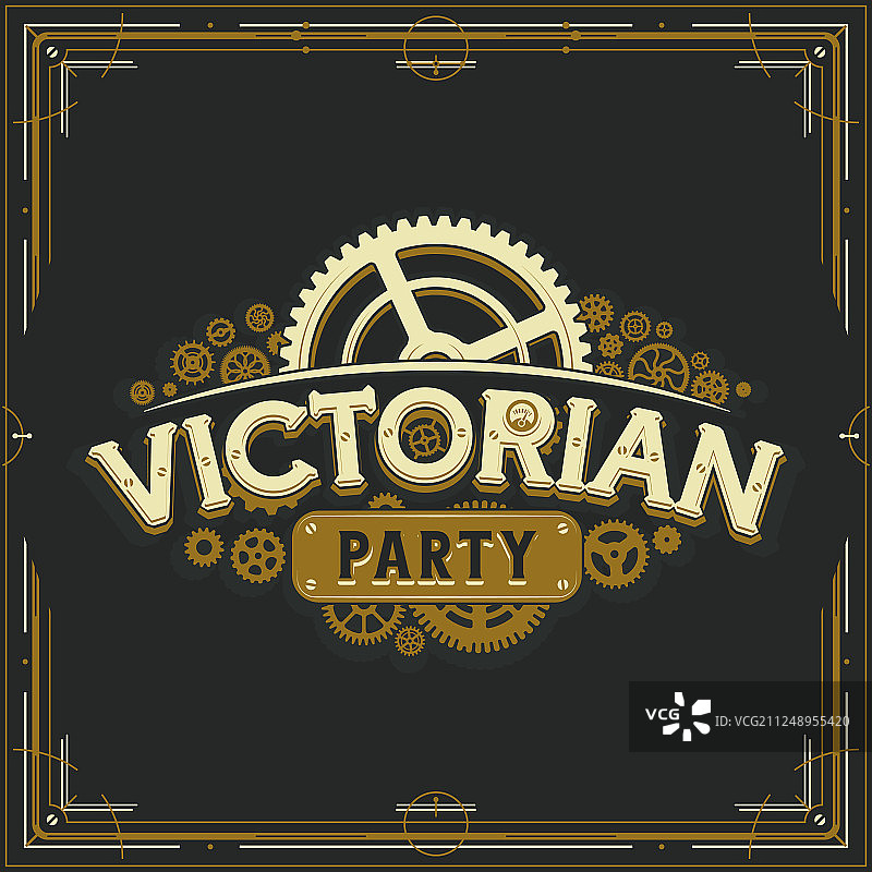 蒸汽朋克派对金色Logo维多利亚时代设计图片素材