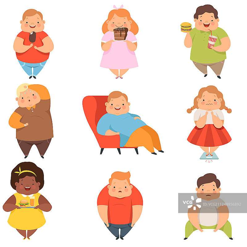 可爱的超重男孩和女孩图片素材