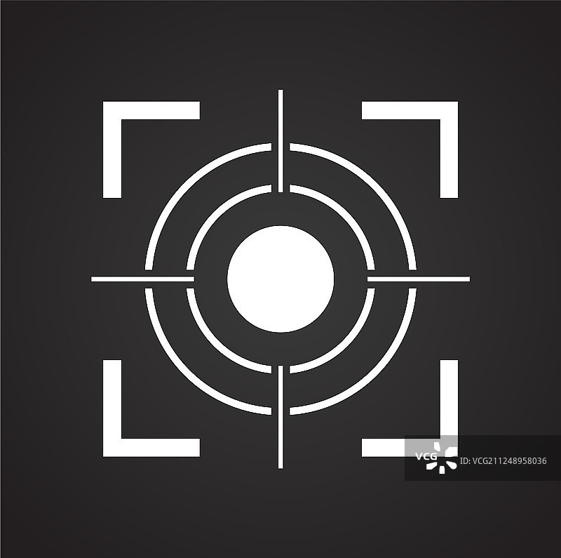 黑色背景上的目标图标集图片素材