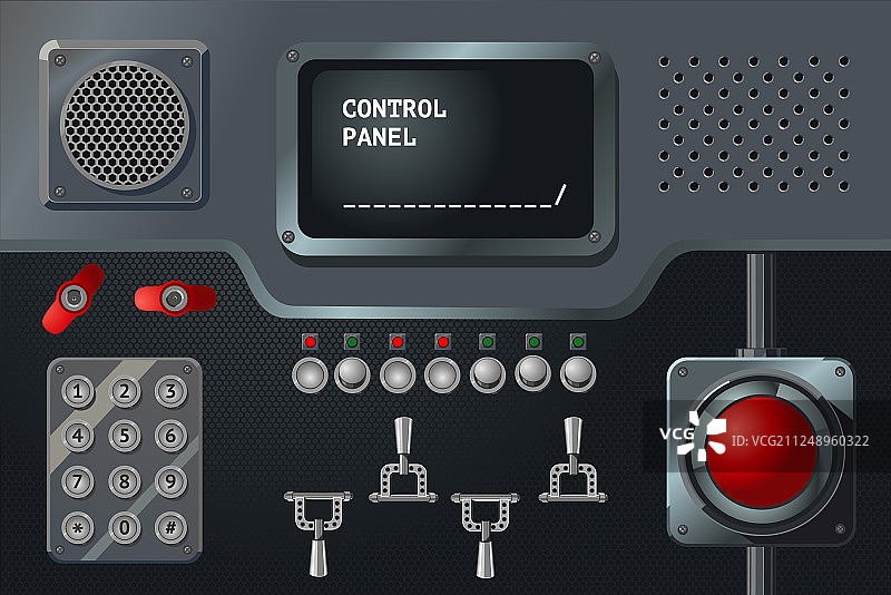 带显示按钮和手柄的控制面板图片素材