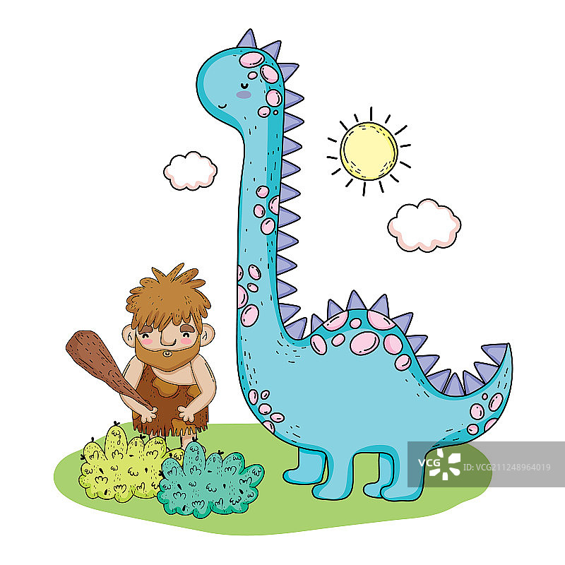 原始人与雷龙图片素材