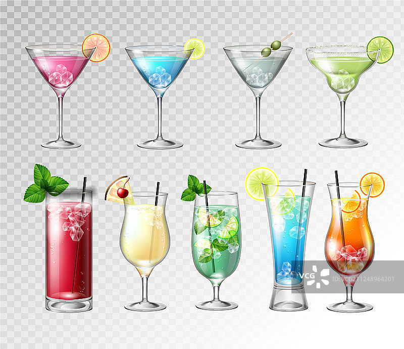 逼真鸡尾酒合集图片素材