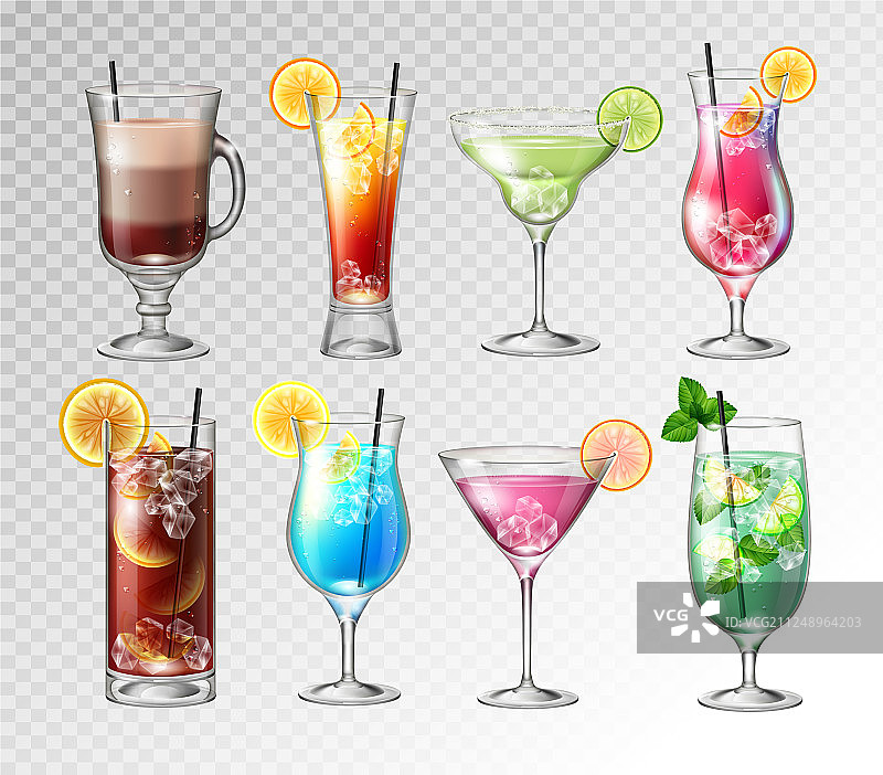 逼真鸡尾酒合集图片素材