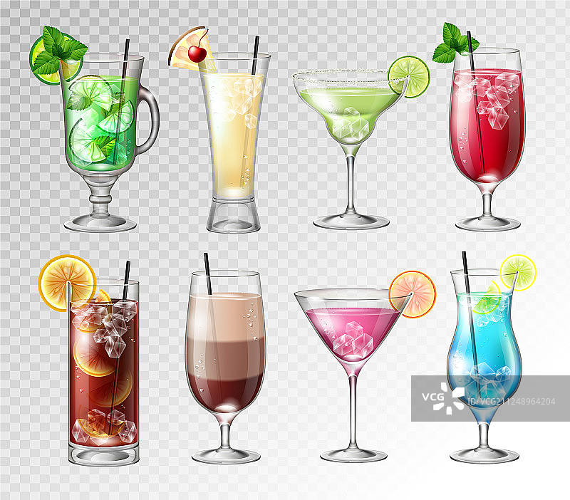 逼真鸡尾酒合集图片素材