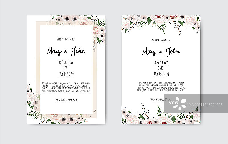 手工花卉元素邀请函图片素材