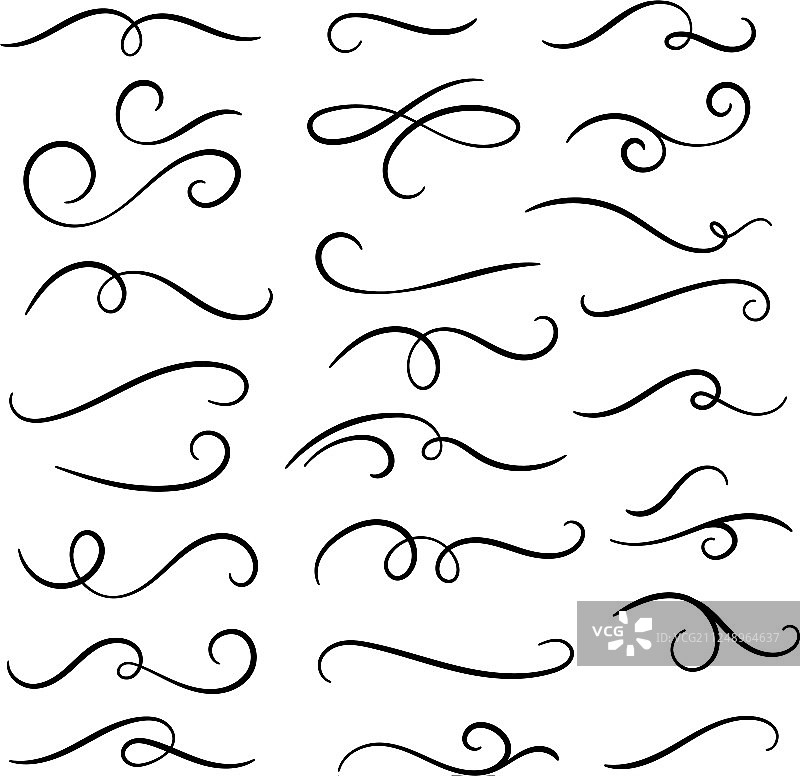 手绘花纹涡旋文本分隔线图片素材