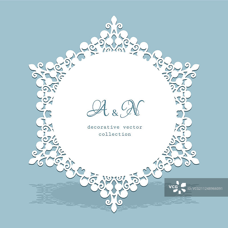 带镂空边框图案的圆形蕾丝花垫图片素材