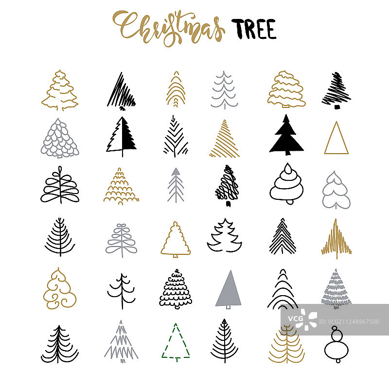 手绘圣诞树合集图片素材