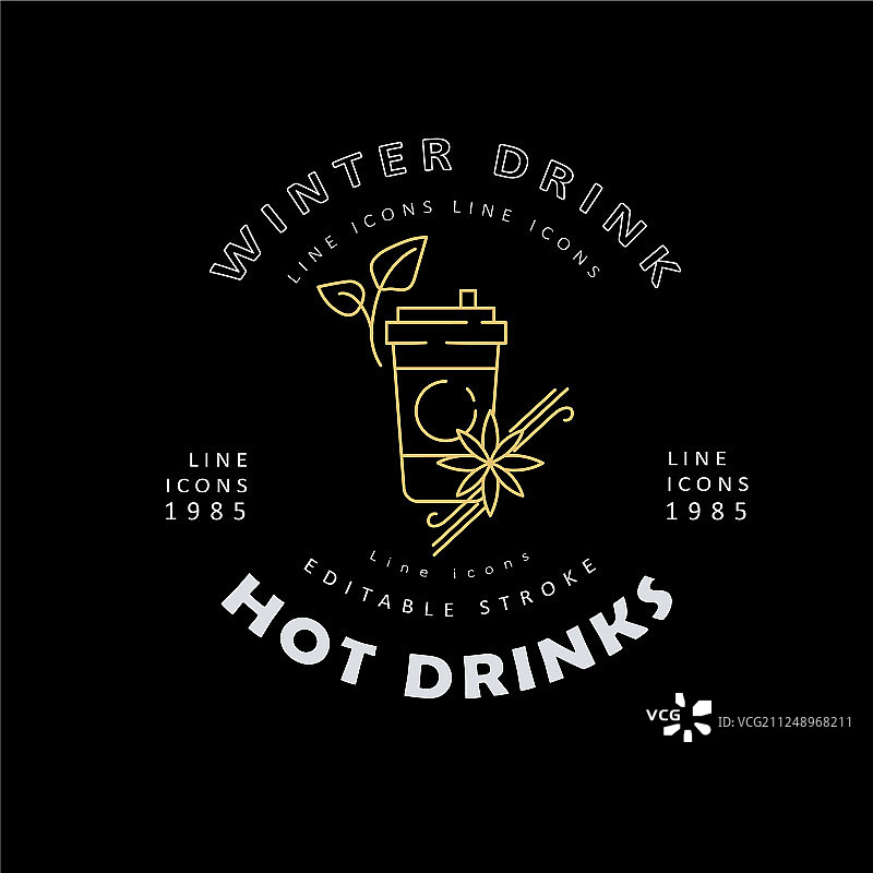 寒冷天气热饮图标和标志图片素材