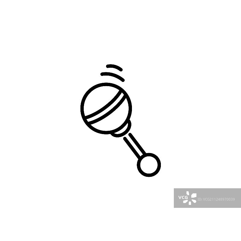 白色背景上的黑色网页线性拨浪鼓玩具图标图片素材