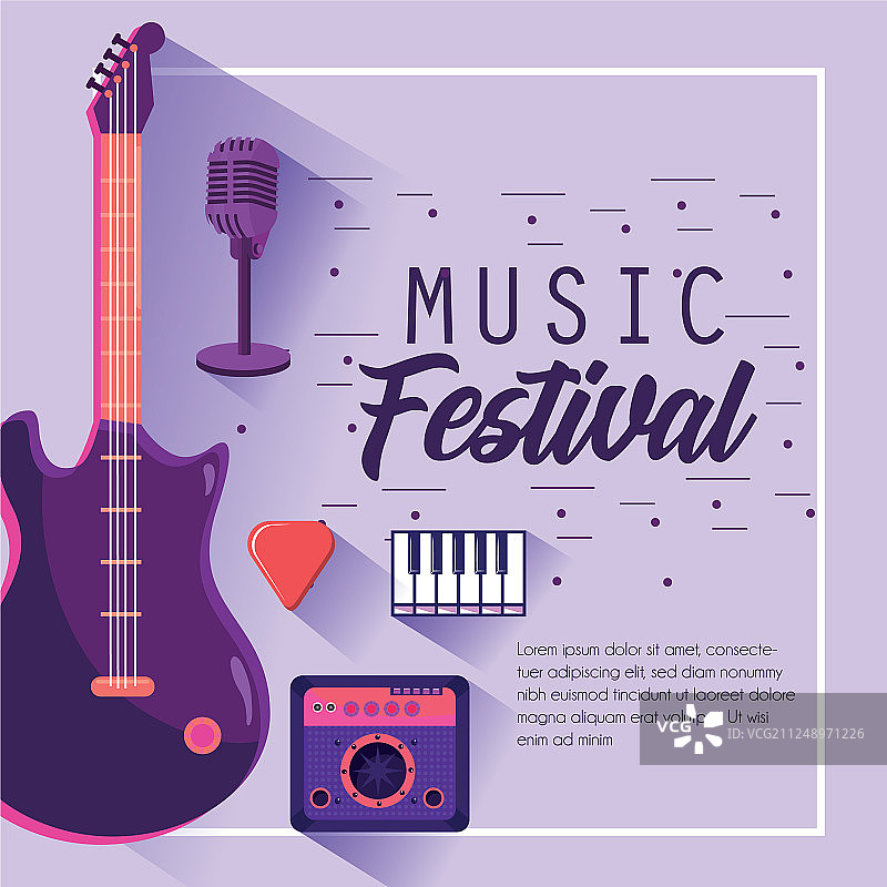 电吉他与收音机在音乐节图片素材