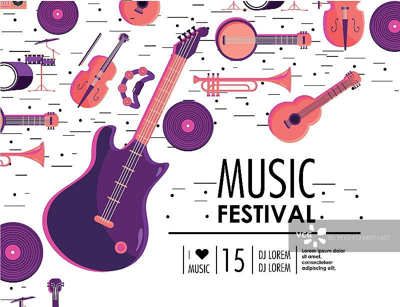 音乐节上的电吉他及乐器图片素材