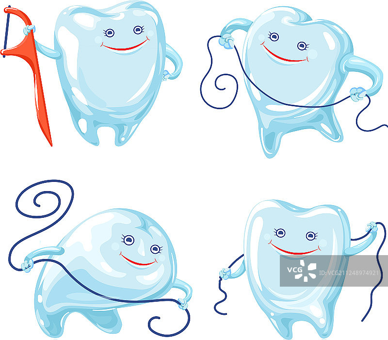 牙线图标集卡通风格图片素材