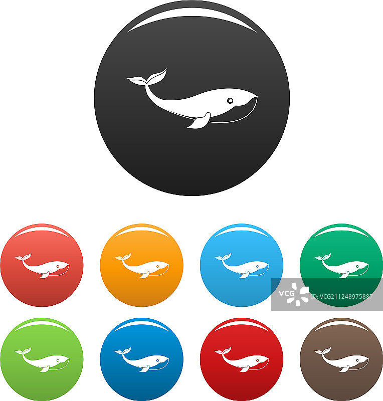彩色海洋鲸鱼图标合集图片素材