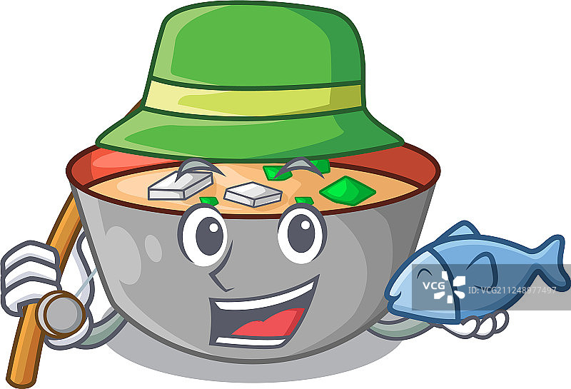 钓鱼味噌汤碗桌上人物图片素材