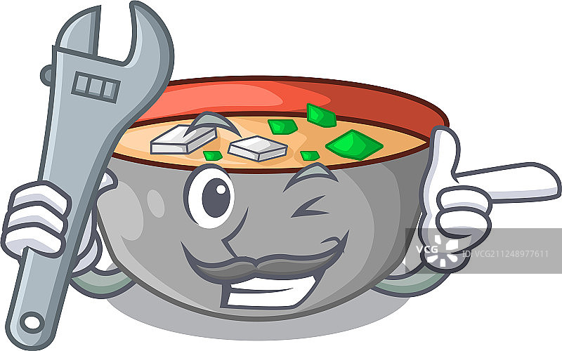 卡通味增汤机械美食图片素材