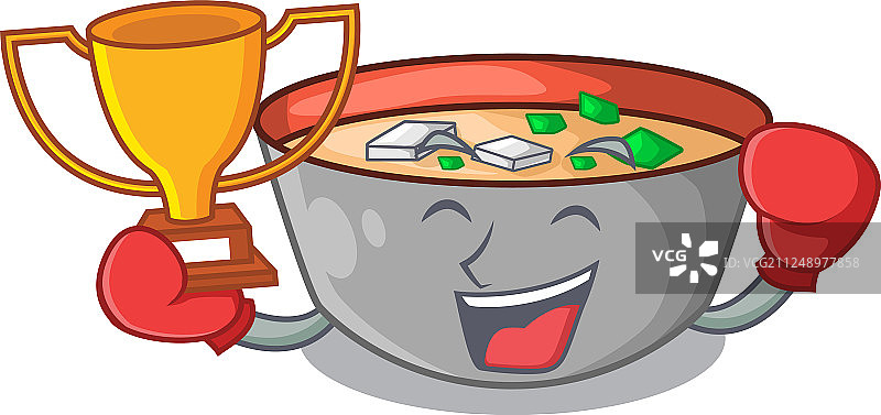 拳击获胜者味增汤卡通美食图片素材