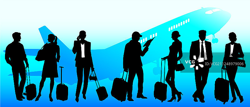 机场的商务旅行人士全球团队图片素材