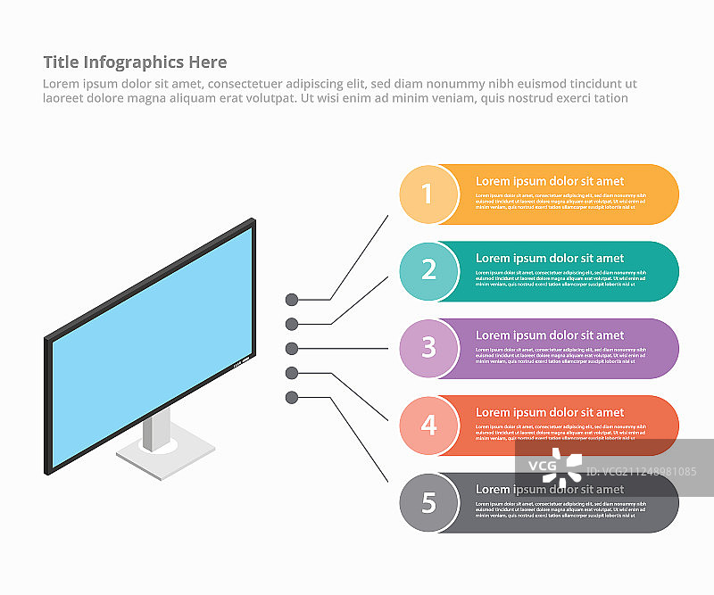 显示器屏幕设备2.5D风格信息图图片素材