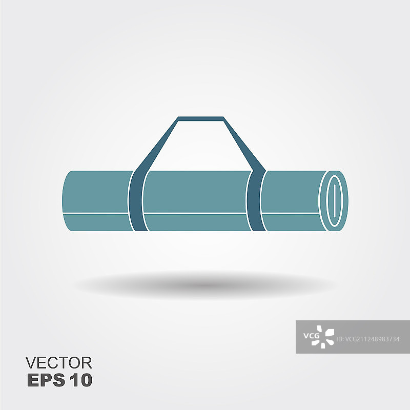 扁平风格的瑜伽垫图标，带阴影图片素材