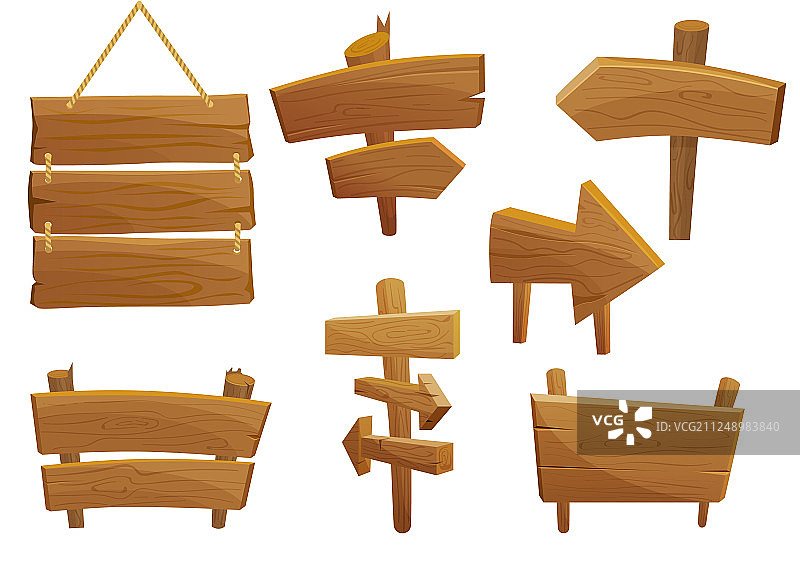 木制标牌卡通套装图片素材