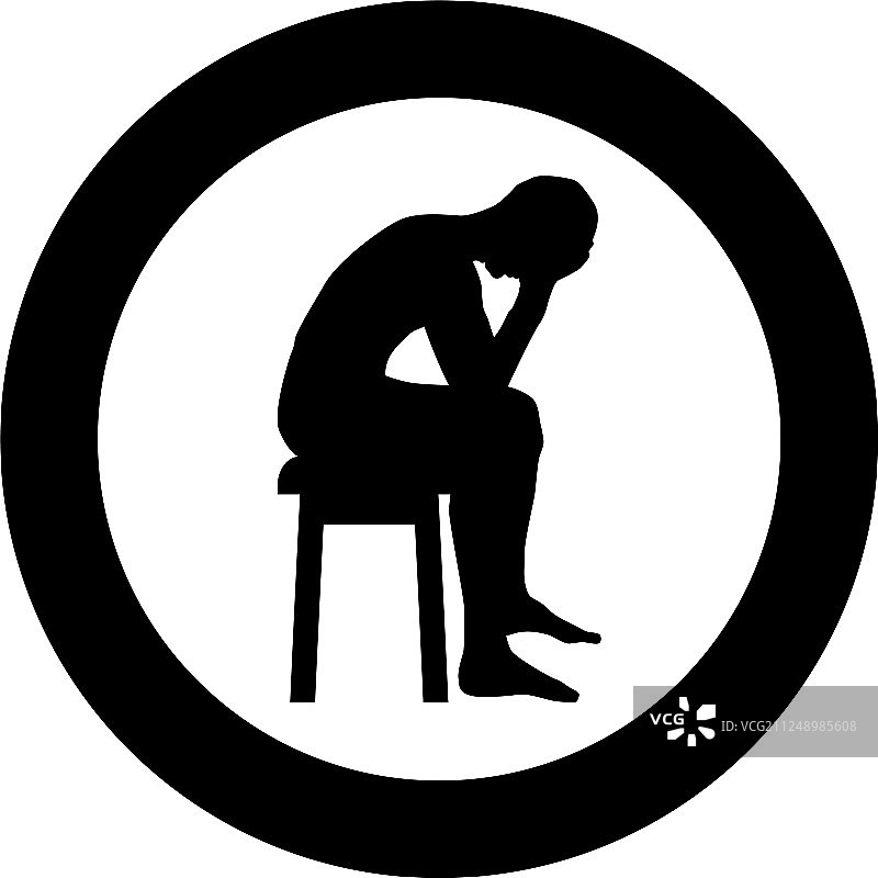 男人抱头，问题概念剪影图片素材