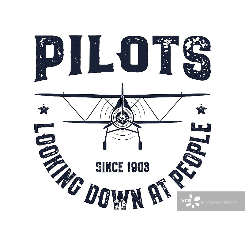复古飞机飞行员俯视标志图片素材
