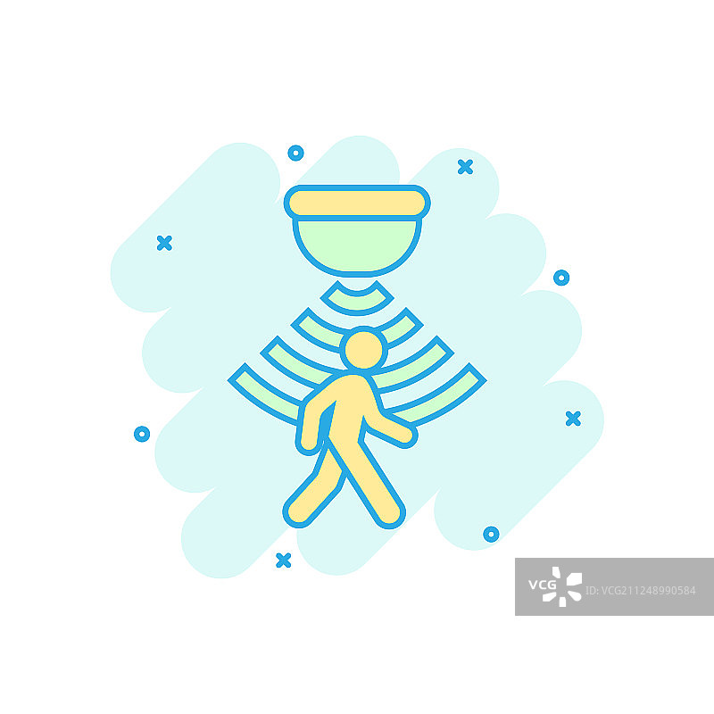 漫画风格的运动传感器图标，传感器波图片素材