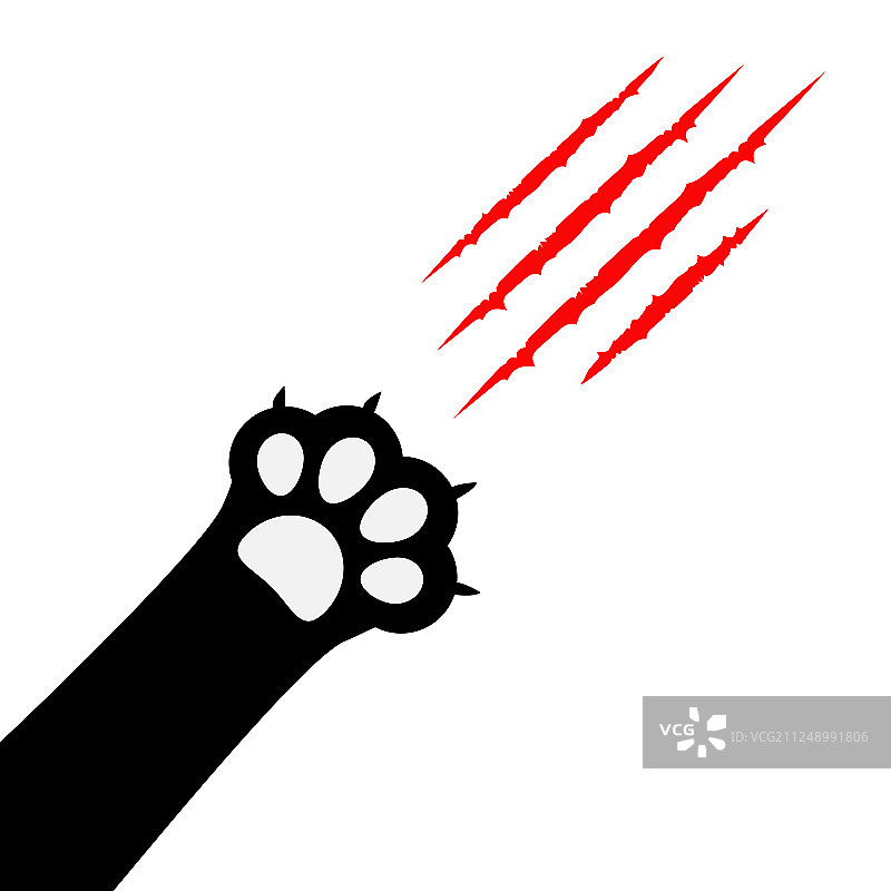 带血爪的黑猫爪印图片素材