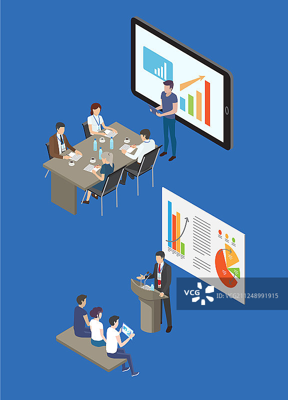 男人在会议上为同事做演示图片素材