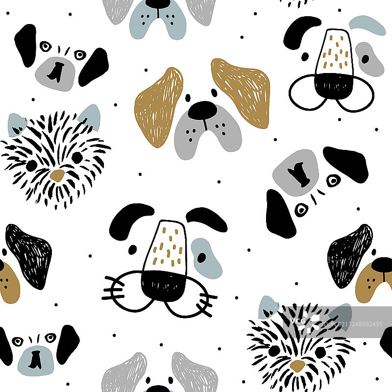 儿童趣味小狗无缝图案图片素材