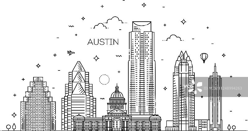 奥斯汀建筑天际线线条图片素材