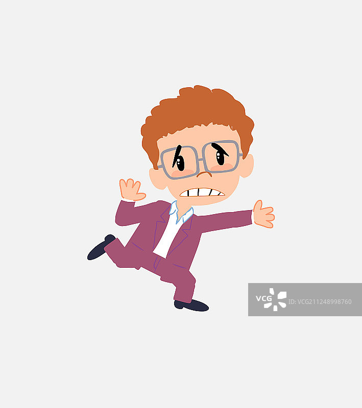 穿着时尚休闲装惊慌失措奔跑的商人图片素材