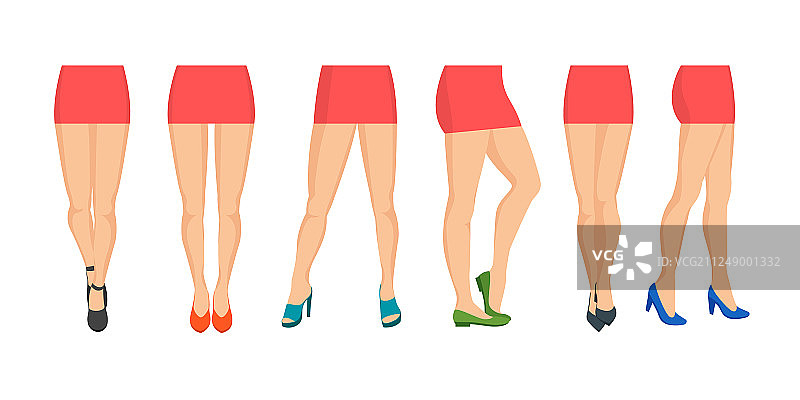 卡通女性腿部图标合集图片素材