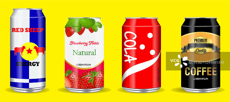 一组铝罐装苏打水图片素材