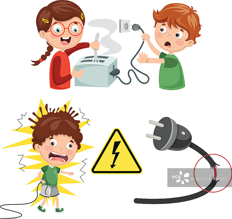 儿童触电图片素材