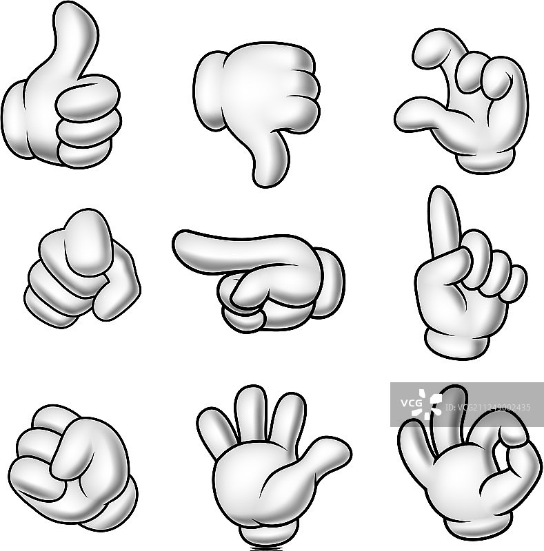 卡通手套手势合集图片素材