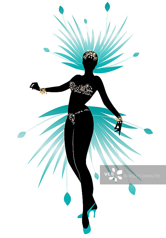 装扮成星羽的女孩剪影图片素材